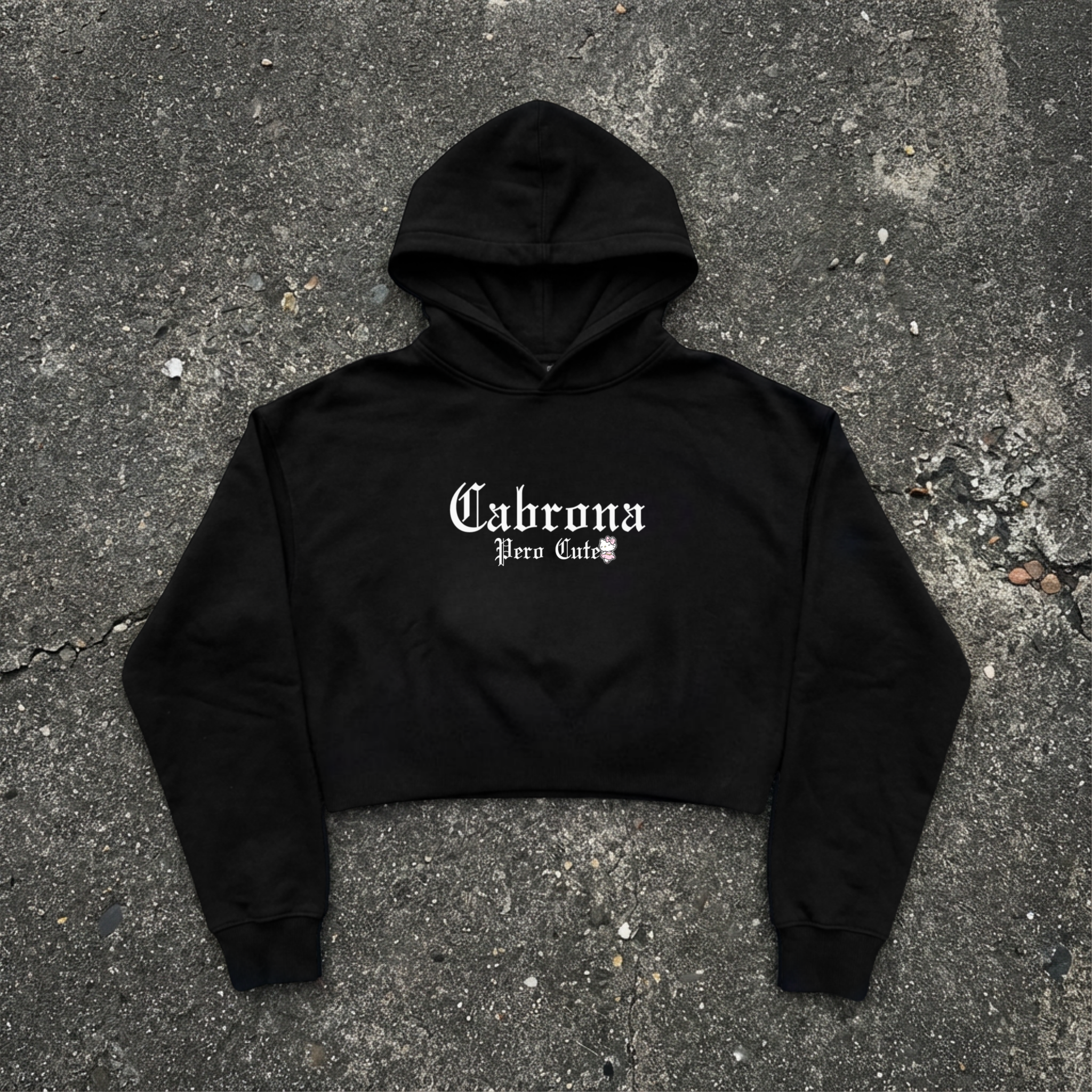 Cabrona Pero Cute kitty OG Cropped Hoodie